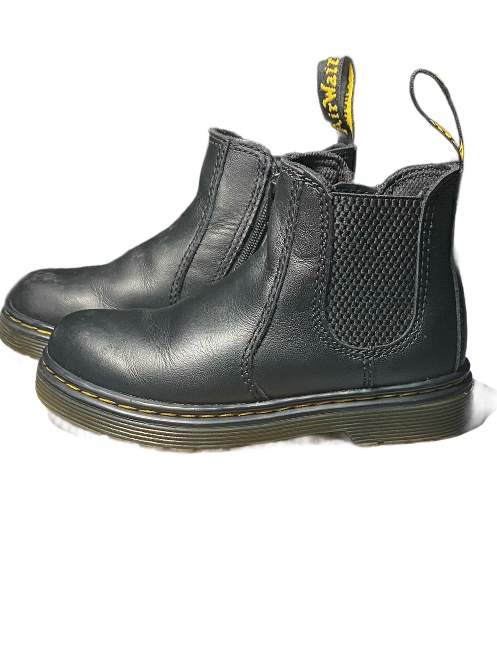 Dr. Martens Kids Black Leather Lace-Up Boots With Inside Zipper 1460T Size 10
